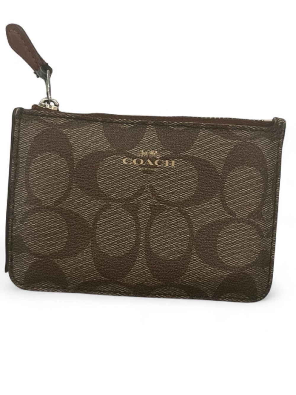 Coach Brown Signature Jacquard Canvas with Gold Logo